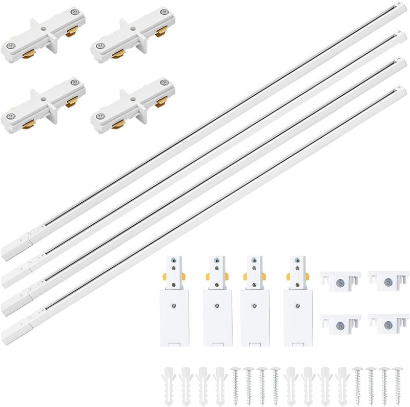 TuyuBEE H Type Track Rails Kit - 13FT with End Caps and Live End Feed Connector, Compatible with 120V H Style Track System and Heads, White - Image 1